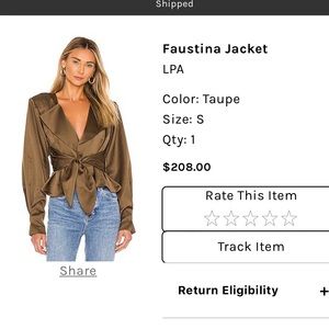 Never worn, brand new with tags! Olive green, satin-feel cropped tie blazer.